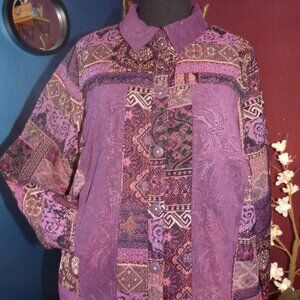 BRECKENRIDGE GOTH HIPPY BOHO PURPLE MULTICOLOR TAPESTRY JACKET LINED 2X BNWT